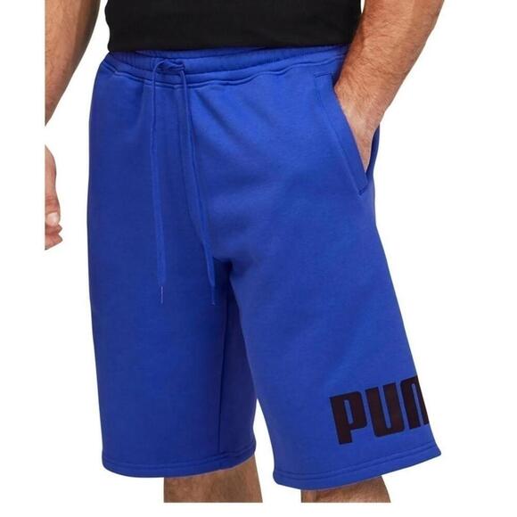 Puma Men's Big Fleece Logo 10in Shorts Royal Sapphire/Blk/Wht-Short - Picture 1 of 13